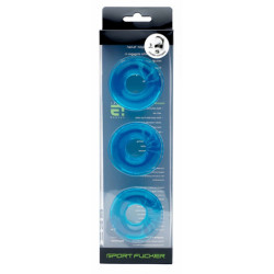 Sport Fucker Lot de 3 Cockrings Chubby 20 mm Bleus
